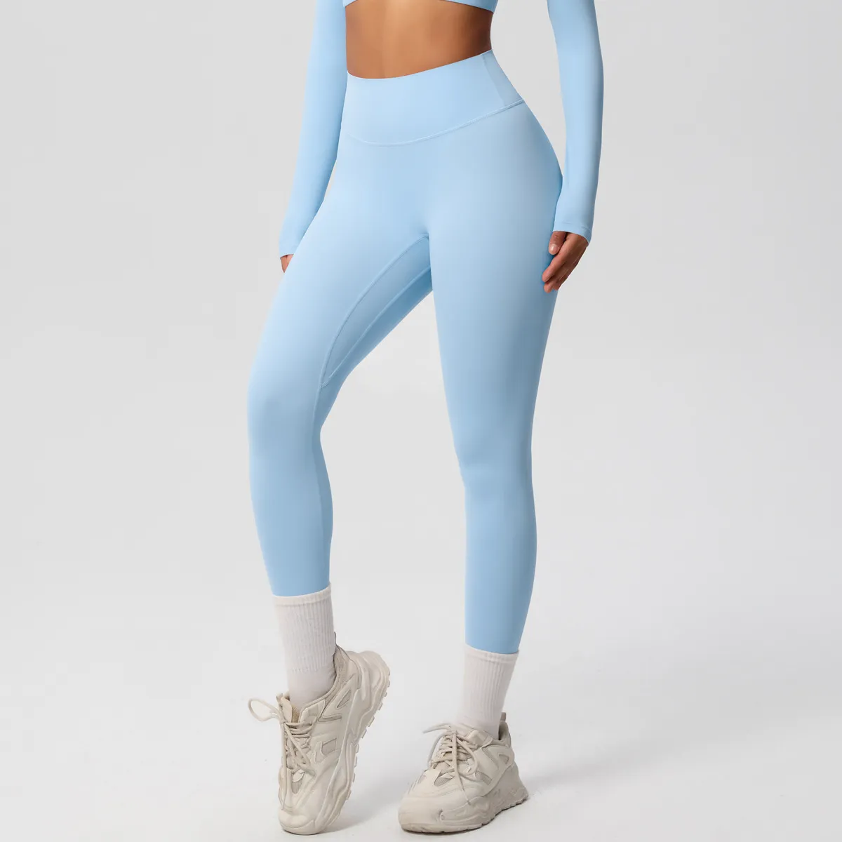 Women Fashion Casual Solid Color High Waist Quick-Drying Slim-Fit Yoga Sports Leggings - Image 13
