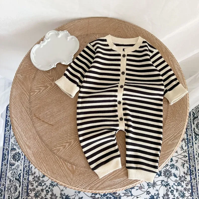 Wholesale Kids Baby Boys Girls Spring Autumn Casual Cute Stripe Long Sleeve Romper - Image 8
