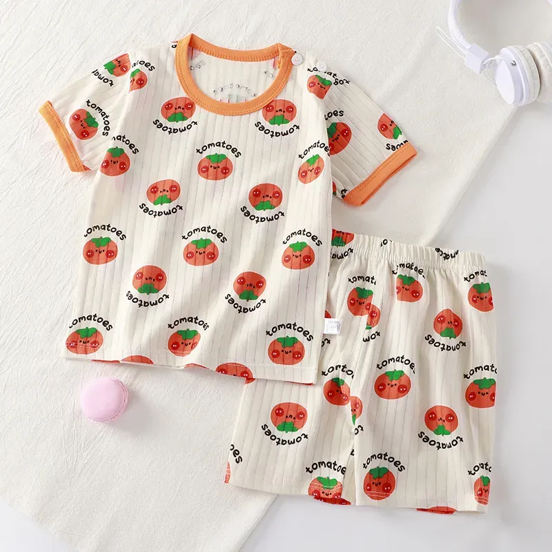 Wholesale Kids Toddler Boys Girls Summer Casual Cute Cartoon Floral Print Short Sleeve T-Shirt Shorts Set - Image 4