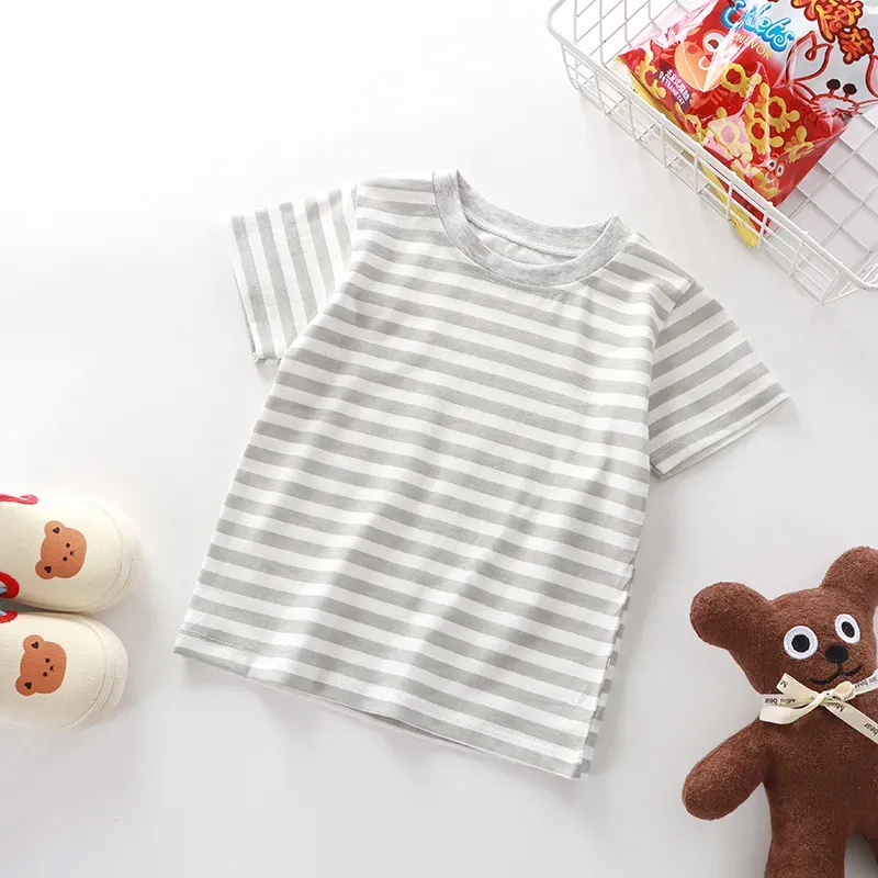 Wholesale Summer Children Fashionable Stripe Printed Short-Sleeved T-Shirt - Image 13