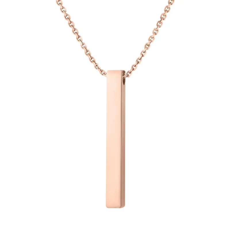 Wholesale Fashion Simple Solid Color Stainless Steel Wishing Cubic Column Custom Laser Engraving Long Necklace - Image 9