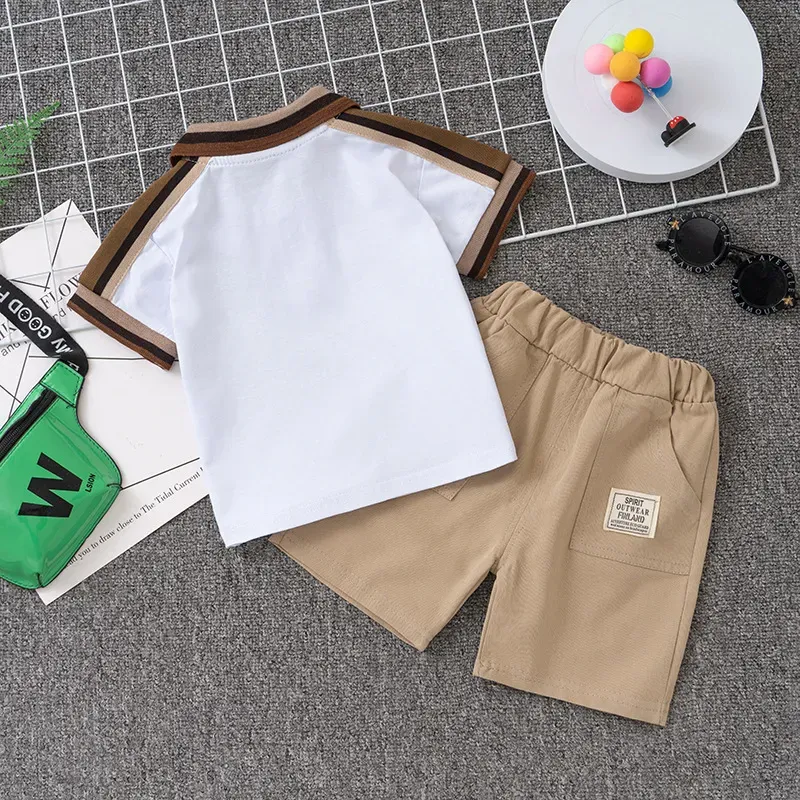 Wholesale Boy'S Fashion Two-Piece Lel Polo Shirt Set - Image 2
