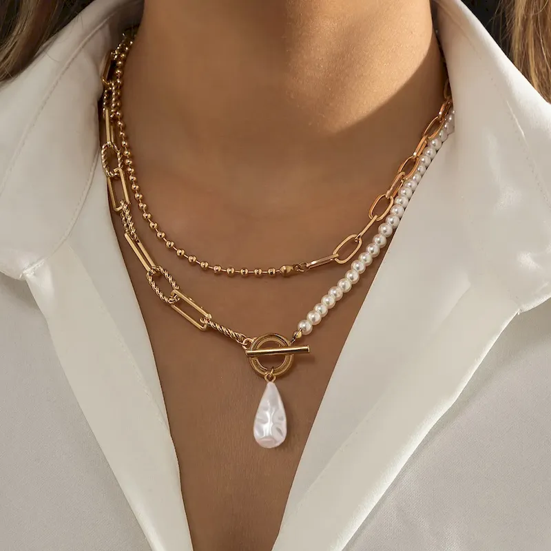 Wholesale Fashion Long Round Bead Chain Stacked Multilayer Necklace - Image 7