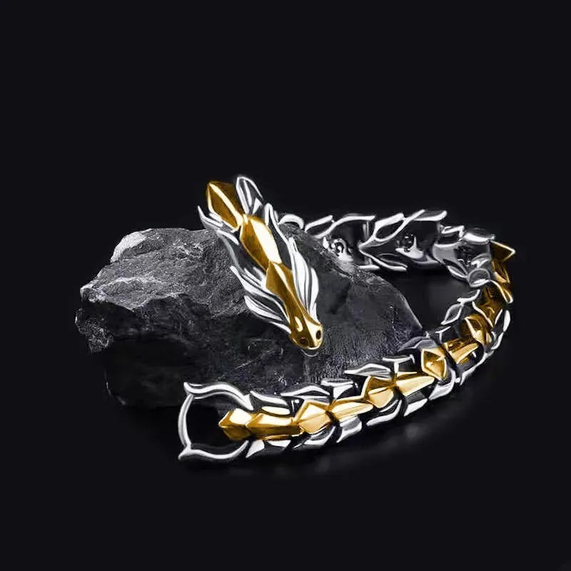 Wholesale Men Fashion Retro Punk Multicolor Dragon Bracelet - Image 10