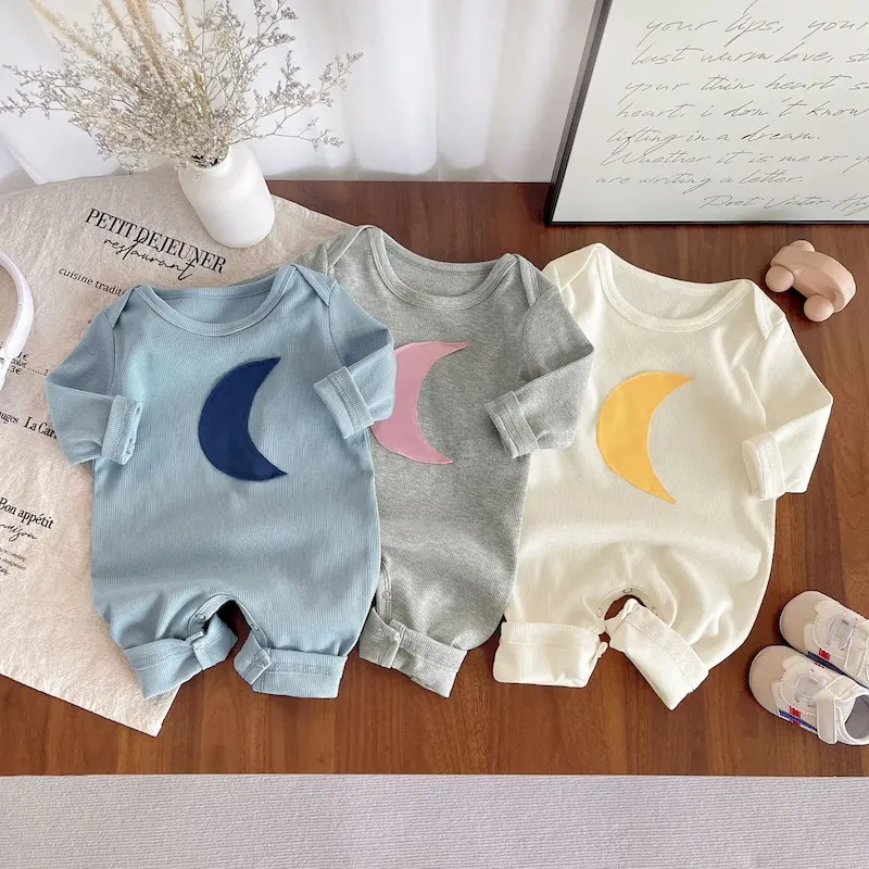 Wholesale Kids Baby Boys And Girls Fashion Casual Autumn Moon Print Long-Sleeve Jumpsuit - Image 2