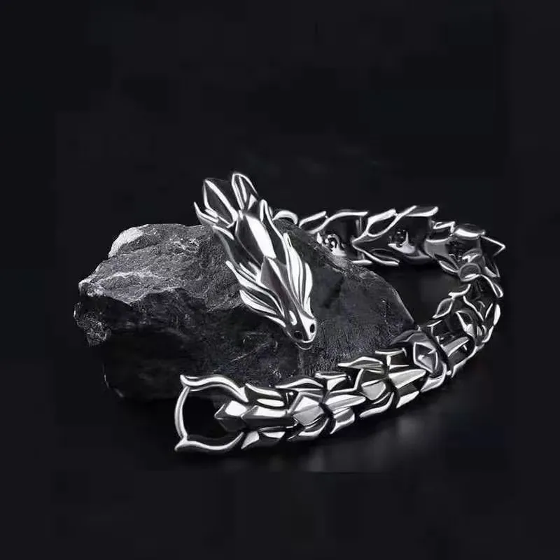 Wholesale Men Fashion Retro Punk Multicolor Dragon Bracelet - Image 8