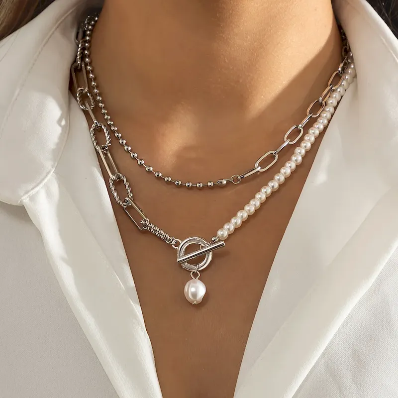 Wholesale Fashion Long Round Bead Chain Stacked Multilayer Necklace - Image 5