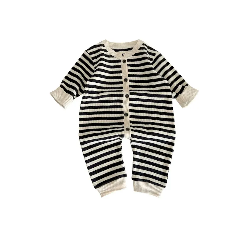 Wholesale Kids Baby Boys Girls Spring Autumn Casual Cute Stripe Long Sleeve Romper - Image 6