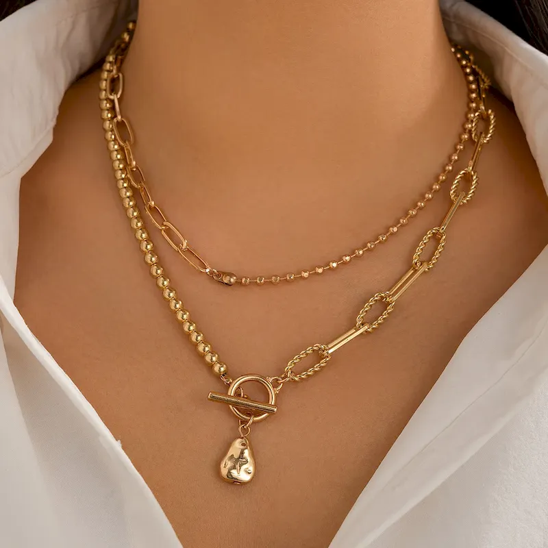 Wholesale Fashion Long Round Bead Chain Stacked Multilayer Necklace - Image 8