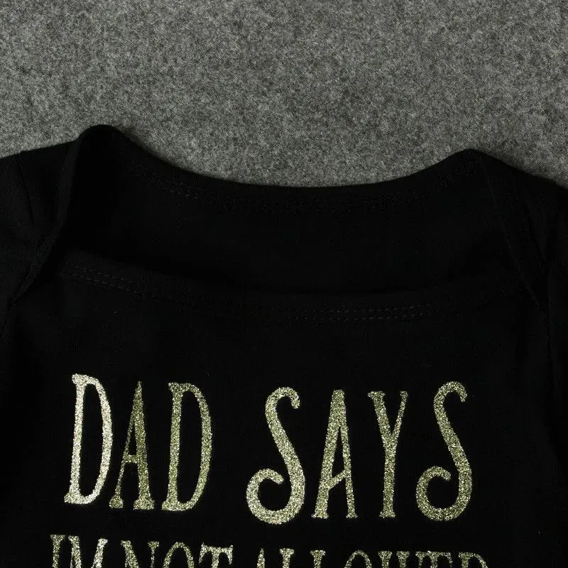 Wholesale Casual Babay Girl Letter Print Short Sleeves Bodysuit With Headband - Image 4