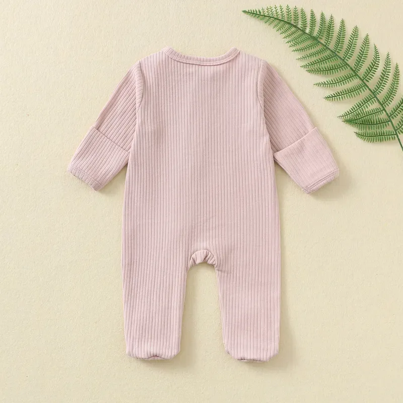 Wholesale Kids Baby'S Boys And Girls Autumn And Winter Solid Color Long Sleeve Zipper Jumpsuits - Image 4