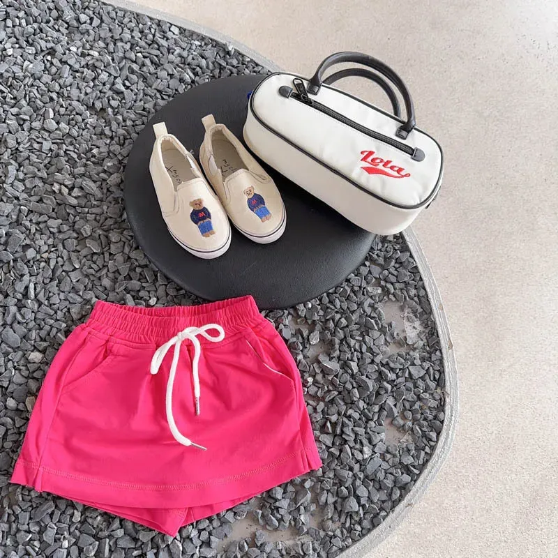 Wholesale Toddler Girls Boys Summer Solid Candy Color Drawstring Shorts - Image 2