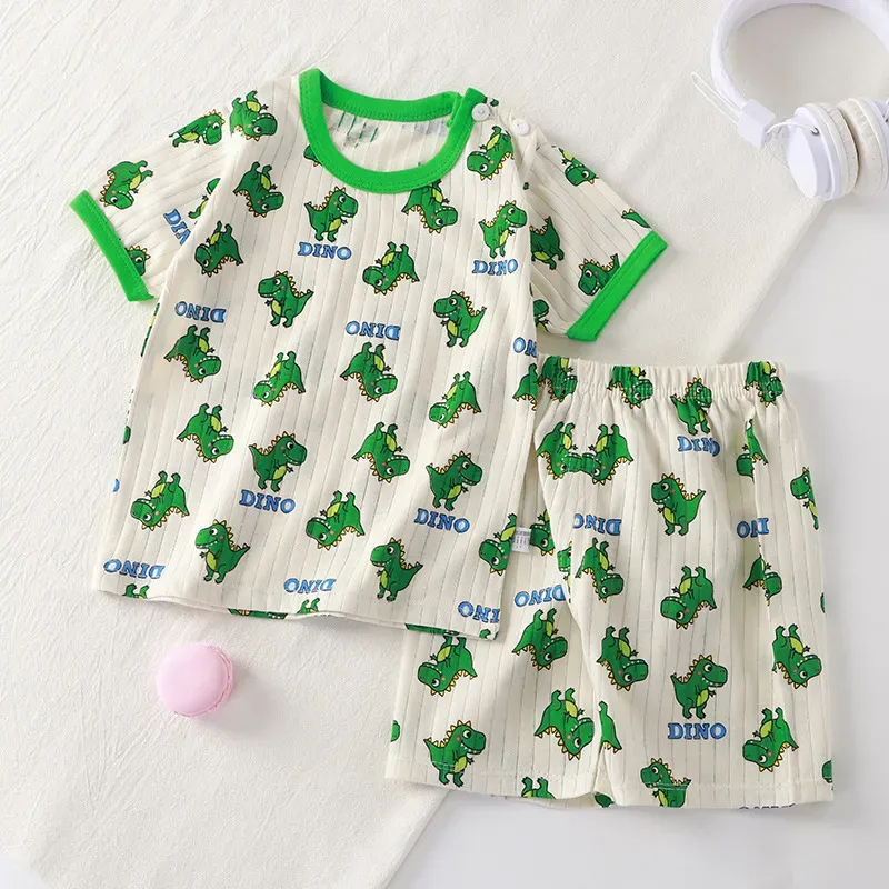 Wholesale Kids Toddler Boys Girls Summer Casual Cute Cartoon Floral Print Short Sleeve T-Shirt Shorts Set - Image 3