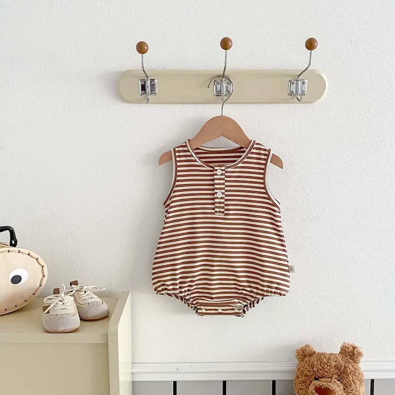 Wholesale Kids Baby Boys Girls Casual Cute Stripe Romper - Image 5