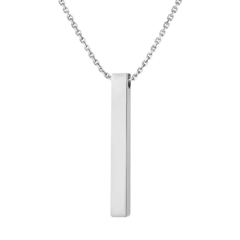 Wholesale Fashion Simple Solid Color Stainless Steel Wishing Cubic Column Custom Laser Engraving Long Necklace - Image 6