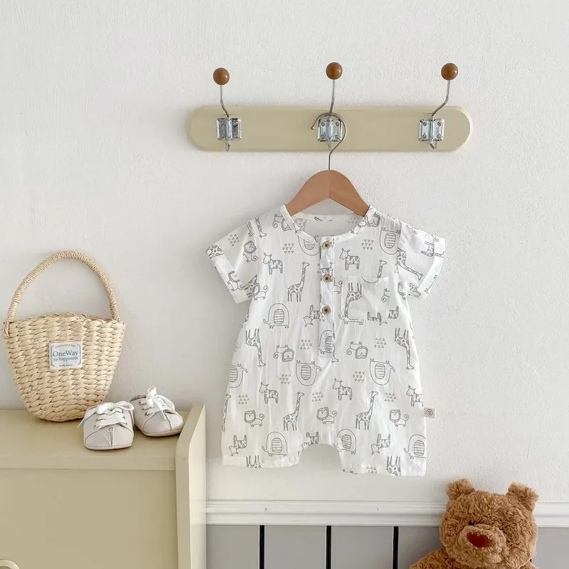Wholesale Kids Baby Boys Girls Casual Cute Cartoon Print Romper - Image 3
