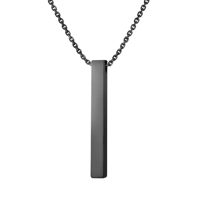 Wholesale Fashion Simple Solid Color Stainless Steel Wishing Cubic Column Custom Laser Engraving Long Necklace - Image 11