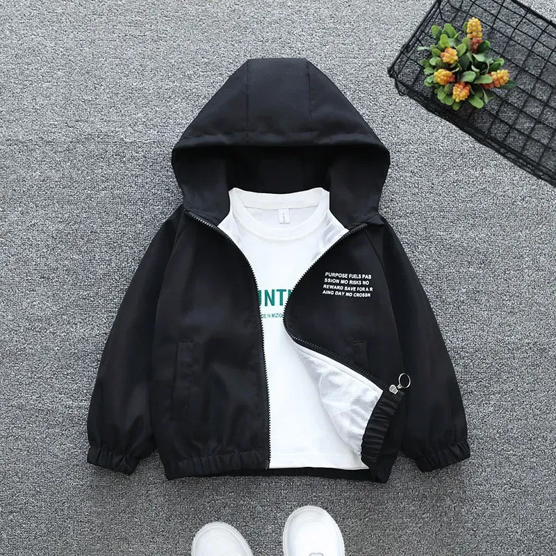 Wholesale Boy'S Fashion Casual Letter Printed Zipper Pockets Long-Sleeve Hoodies Coat - Image 2