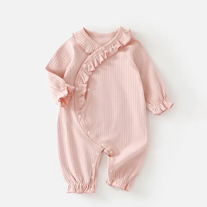 Wholesale Kids Baby'S Girl Fashion Spring And Autumn Solid Color Lace Collar Long Sleeve Jumpsuit - Image 2