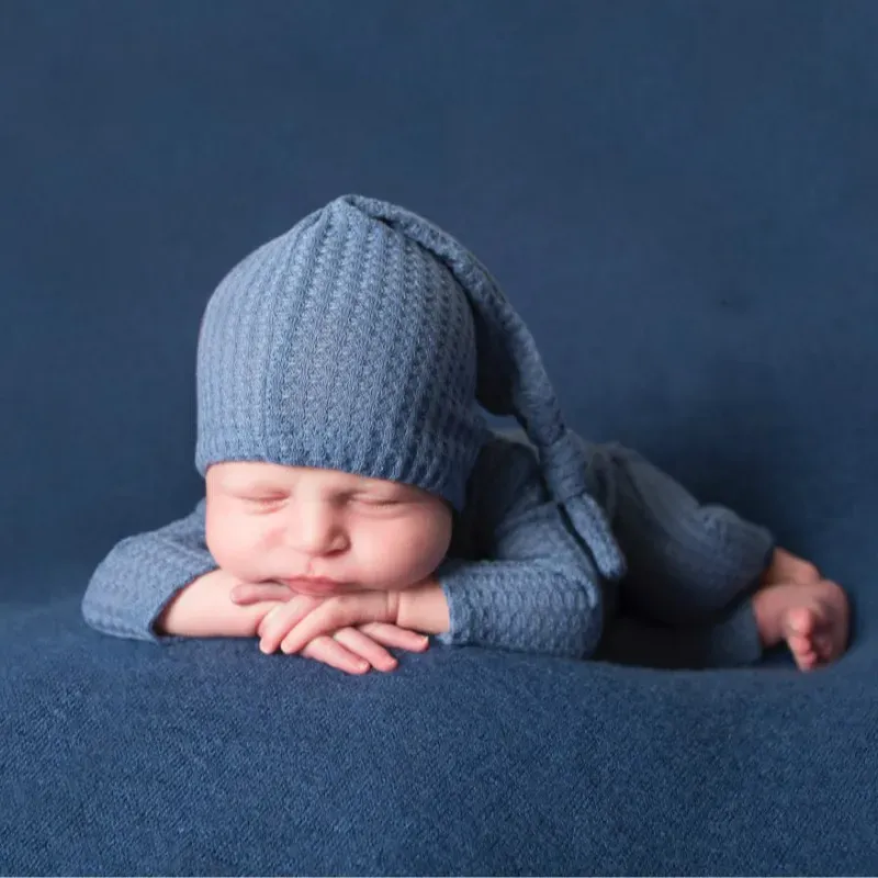 Wholesale Newborn Baby Infant Knitted Jumpsuits Cap Two-Piece Set - Image 2
